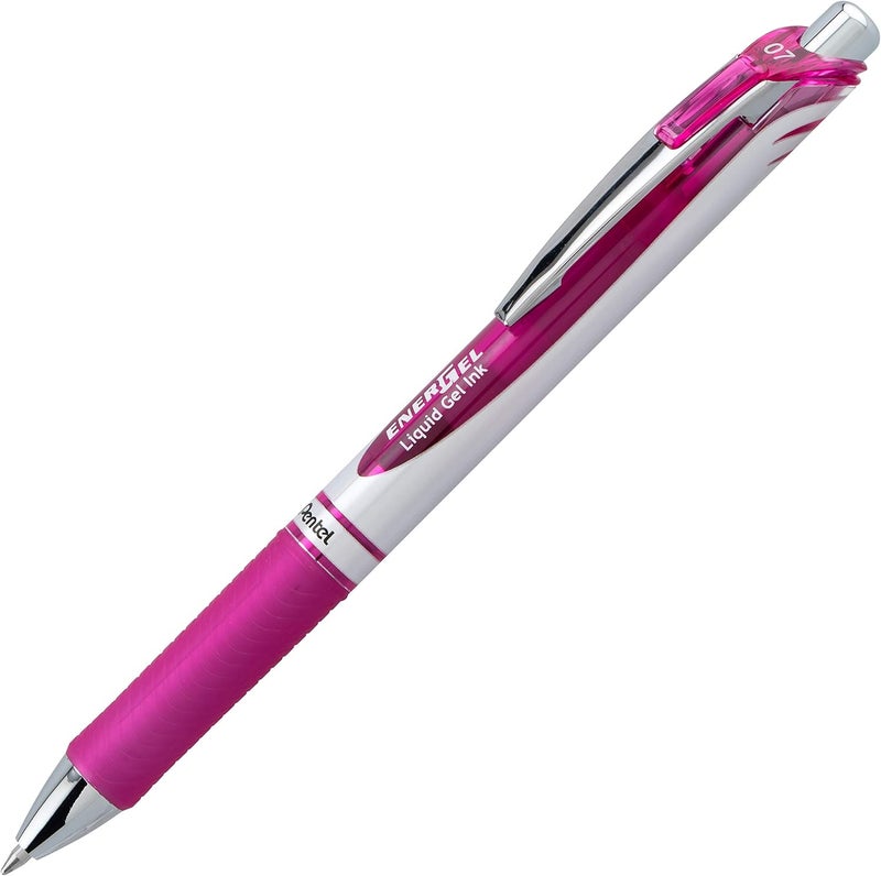 Pentel EnerGel RTX Retractable Liquid Gel Ink Pen, (0.7mm) Medium line, Magenta Ink, Box of 12 Pens (BL77-V4) - Image 2